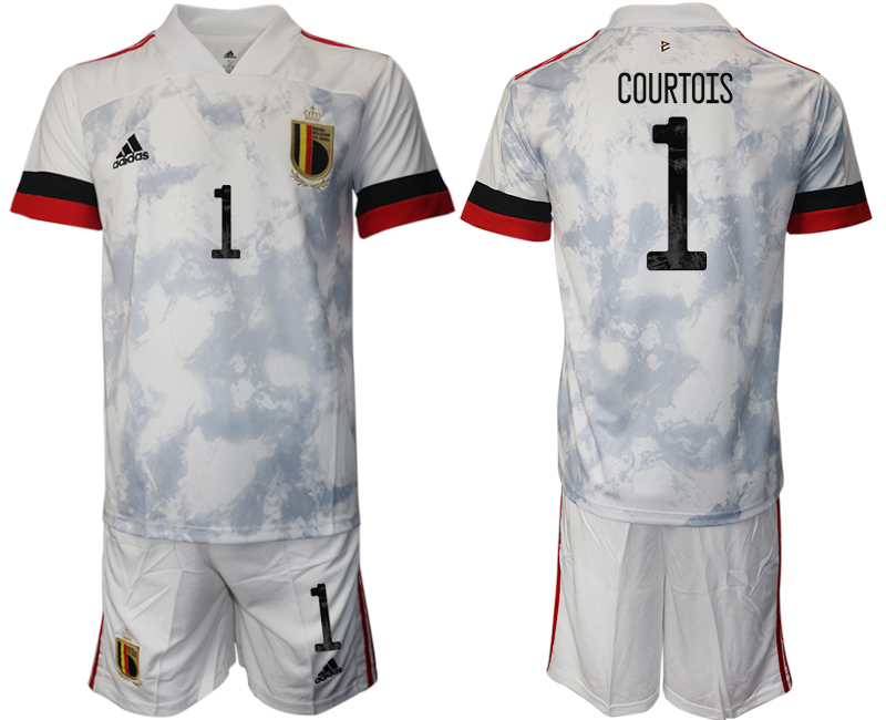 Men 2021 European Cup Belgium away white #1 Soccer Jersey